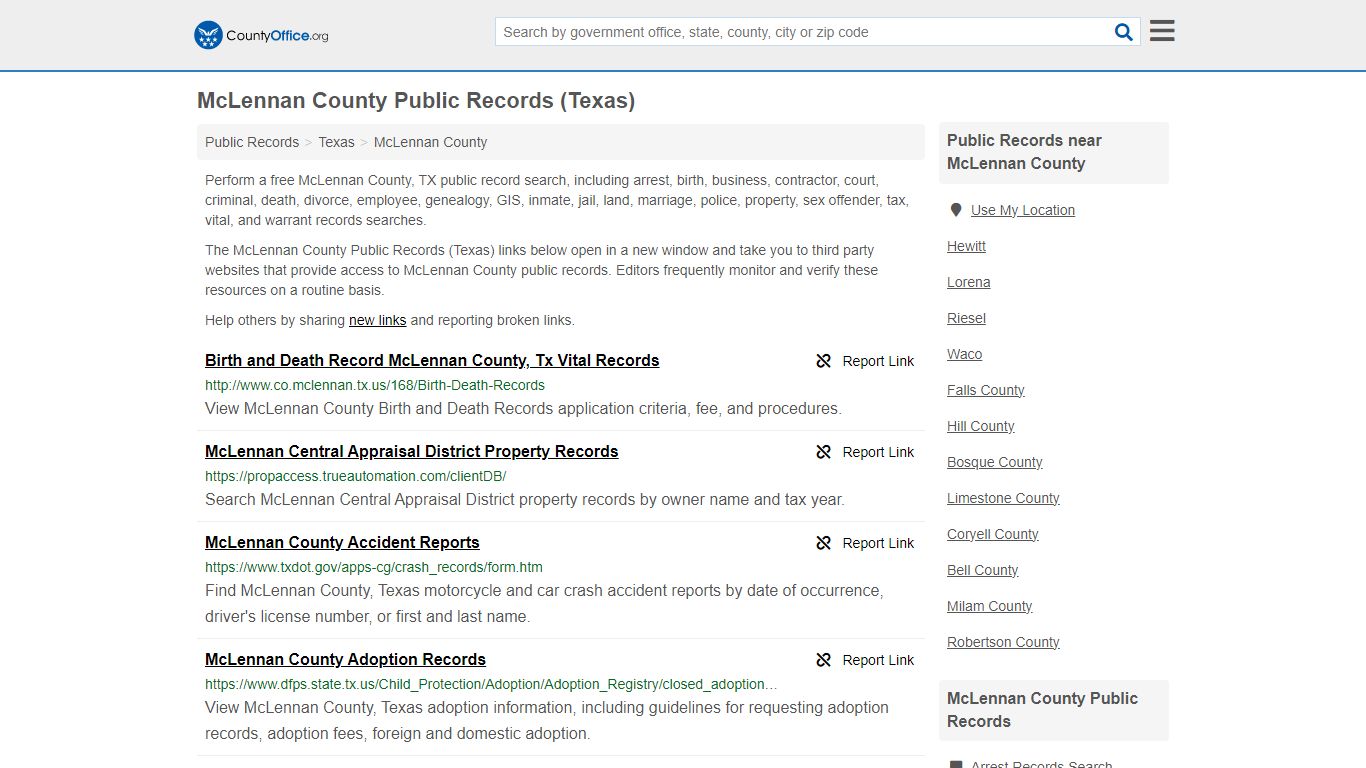 McLennan County Public Records (Texas) - County Office